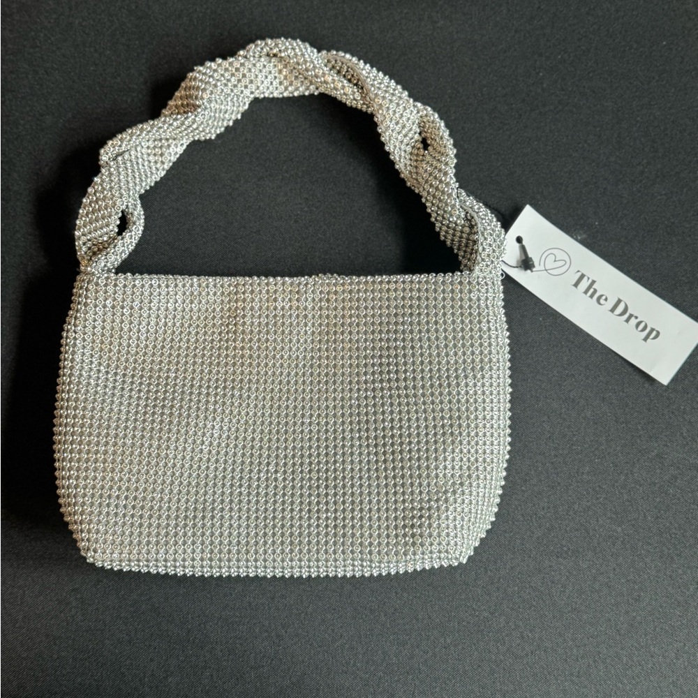 The Drop Silver Beaded Clutch